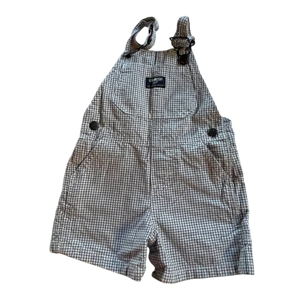Oshkosh Bgosh Gingham Check Cotton Baby Overalls 12M Classic Unisex Design